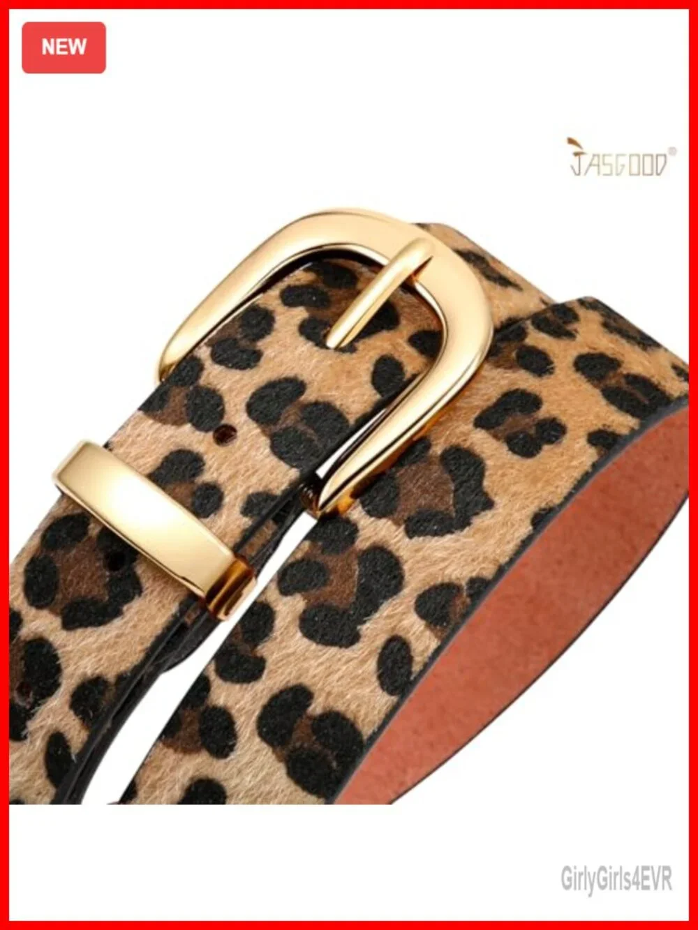 Faux Leather Belt with Gold Buckle for Dresses Jeans